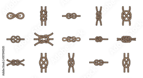 Collection of Nautical Knots: Essential Rope Ties for Sailing and Boating