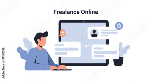 Man Using Tablet for Online Freelance Work.