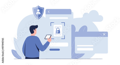 Man Using Tablet for Secure Online Login Verification.