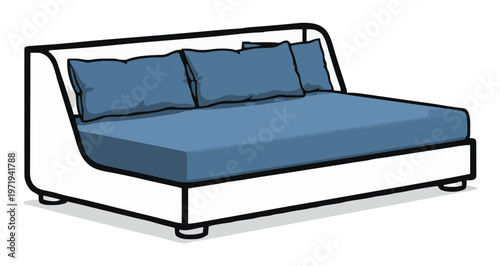 Isometric upholstered daybed furniture illustration. Generative AI