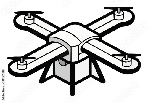 Minimalist continuous line-art drone icon. Generative AI