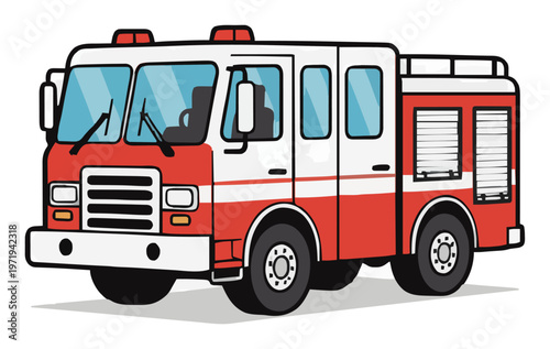 Minimalist continuous line fire engine truck icon. Generative AI