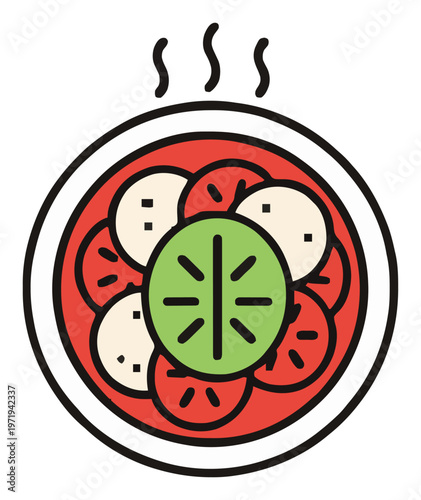 Caprese salad tomato mozzarella basil illustration. Generative AI