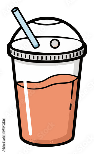 Minimalist line art protein shake glass icon. Generative AI