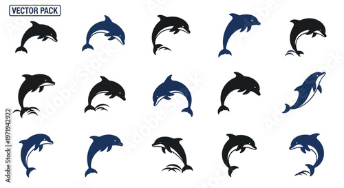 Dolphin Vector Pack: Jumping, Swimming, Silhouettes - Marine Life Icons