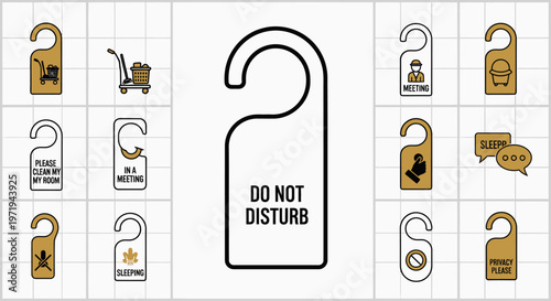 Hotel Door Hangers: Do Not Disturb, Cleaning, Meeting, Sleep Signs