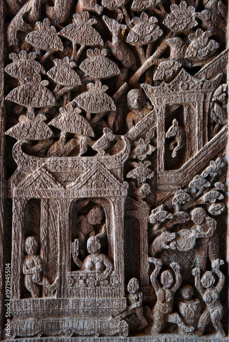 Texture Art on brick and wooden material