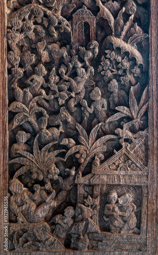 Texture Art on brick and wooden material
