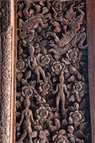 Texture Art on brick and wooden material