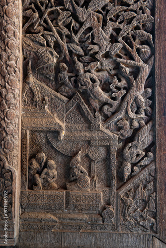 Texture Art on brick and wooden material