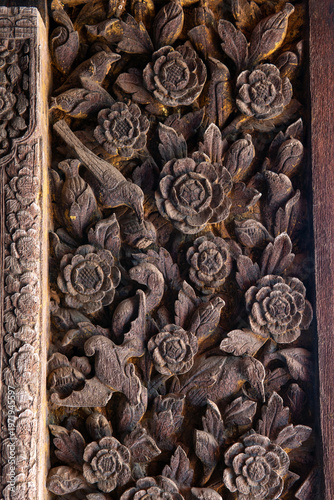 Texture Art on brick and wooden material