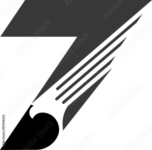 vector is monogram letter 7 and Hawk bird drove. Abstract, elegant, unique