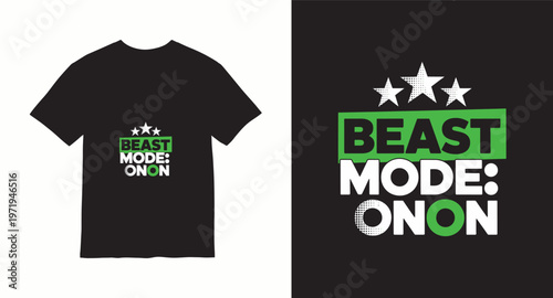 Beast mode on graphic design with text and star elements
