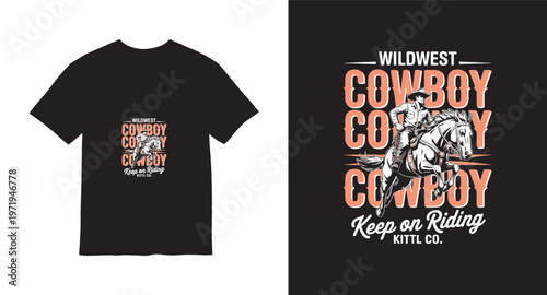 Wild west cowboy keep on riding vintage illustration for western theme apparel and merchandise