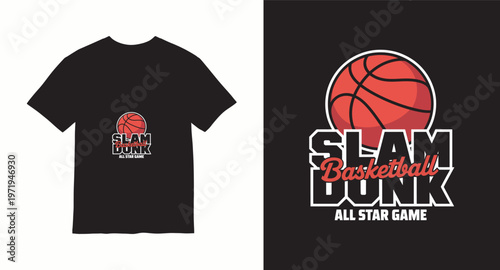 Slam dunk basketball all star game t-shirt design with a basketball graphic