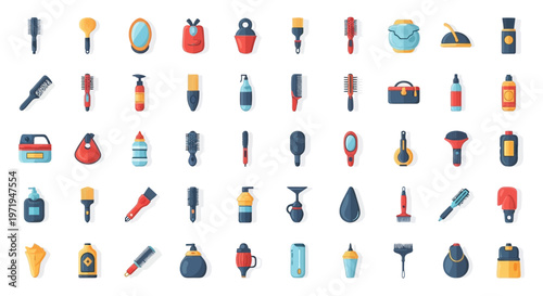 Hairdressing Tools and Accessories Collection Vector Icons