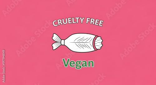 Cruelty free and vegan label on pink background for product branding