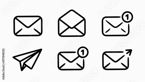 Modern Email & Message Icon Vector Set Envelope, Inbox, and Notification Symbols