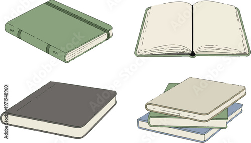 Notebooks and journals set for education and writing personal notes.