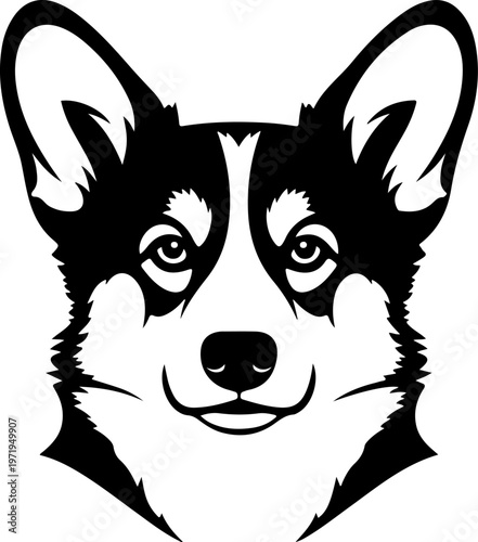 Welsh Corgi dog head silhouette vector illustration (6)