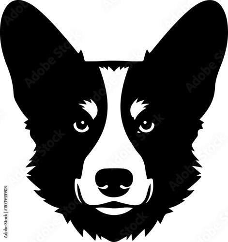 Welsh Corgi dog head silhouette vector illustration (6)
