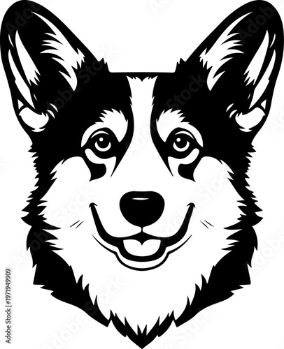 Welsh Corgi dog head silhouette vector illustration (6)