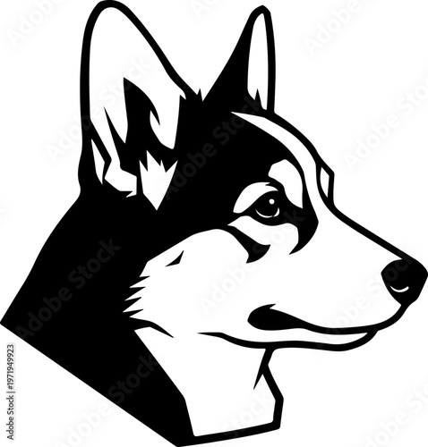 Welsh Corgi dog head silhouette vector illustration (6)