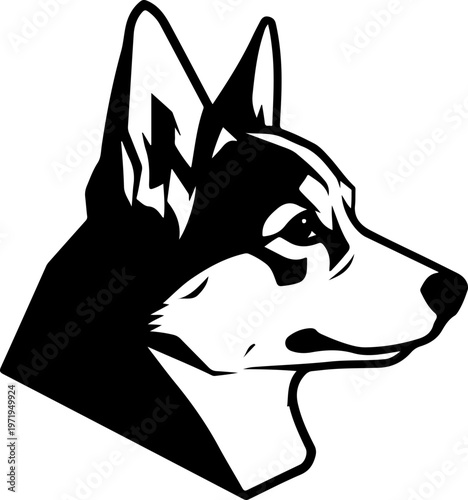 Welsh Corgi dog head silhouette vector illustration (6)
