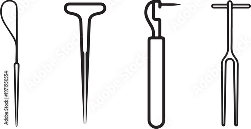 Set of specialized dental tools for oral care.