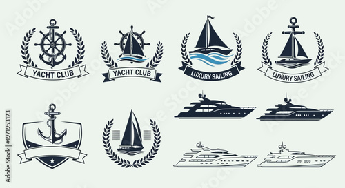 Nautical Symbols: Yacht Club, Sailing, Anchor, Ship Wheel, Luxury Yachts