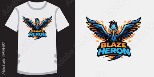 Blaze heron mascot logo for esport and gaming team with modern style and fun concept.