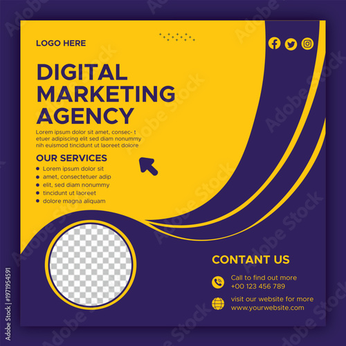 Modern Digital Marketing Agency Social Media Post Design | Creative Business Promotion Banner