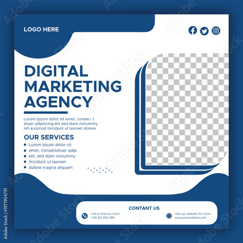 Modern Digital Marketing Agency Social Media Post Design | Creative Business Promotion Banner