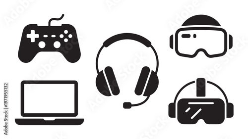 Digital entertainment vector icon pack