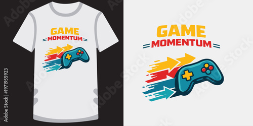 Game momentum controller with colorful speed lines and directional arrows.