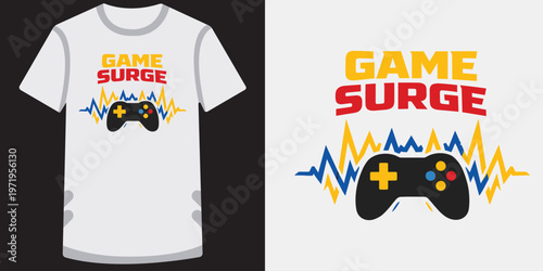 Game surge controller heartbeat waveform t-shirt design.