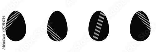 Easter eggs icon set. Set of decorated ester eggs vector. Spring easter black and white egg elements. Vector Illustration . EPS 10 .