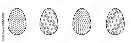 Easter eggs icon set. Set of decorated ester eggs vector. Spring easter black and white egg elements. Vector Illustration . EPS 10 .