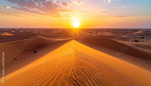 Golden hour serenity over vast dunes