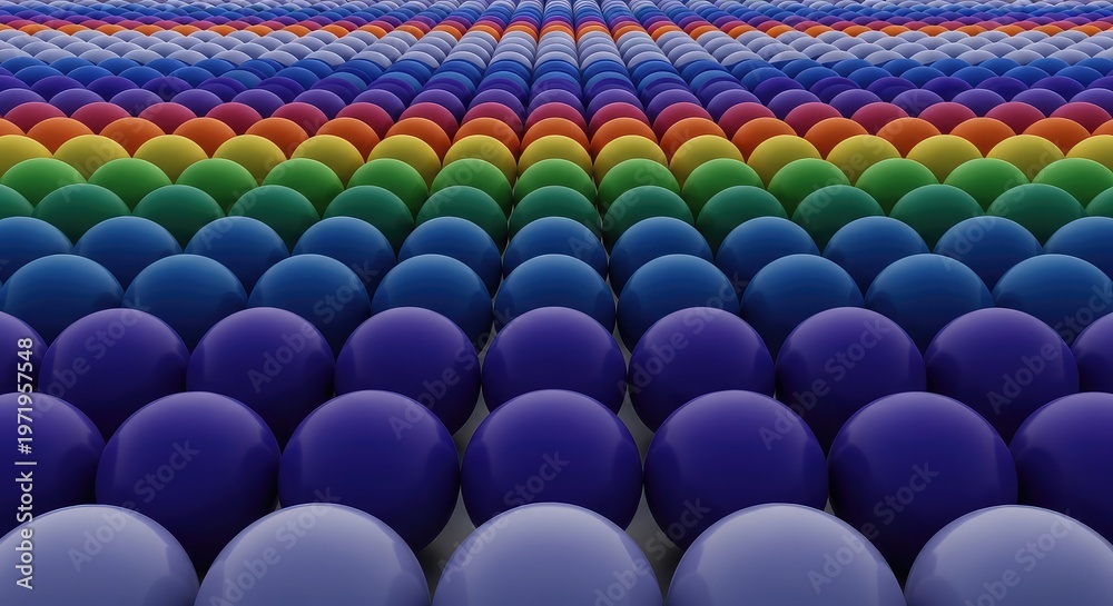 Fototapeta premium A hypnotic, endless field of precisely aligned identical spheres creating a mesmerizing optical illusion and rhythmic abstract pattern background, optical illusion, array, rhythm