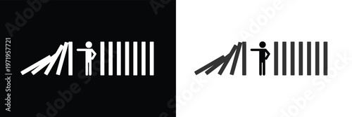 Falling dominoes on white background. domino effect sign. flat style . Vector Illustration . EPS 10 .