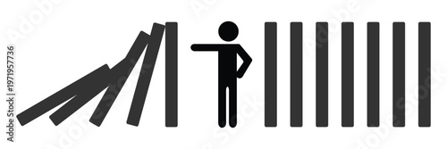 Falling dominoes on white background. domino effect sign. flat style . Vector Illustration . EPS 10 .