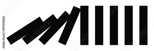 Falling dominoes on white background. domino effect sign. flat style . Vector Illustration . EPS 10 .