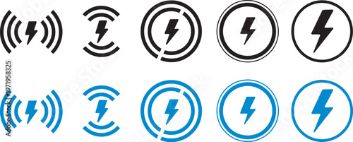 Wireless charging icon vector, technology energy symbol, modern minimal design, clean flat style, editable scalable illustration, tech innovation concept