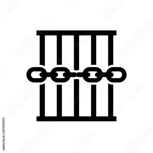 Jail bars with chain icon representing confinement and restriction.