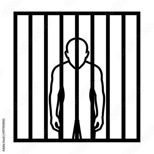 Outline of a person behind bars representing incarceration.