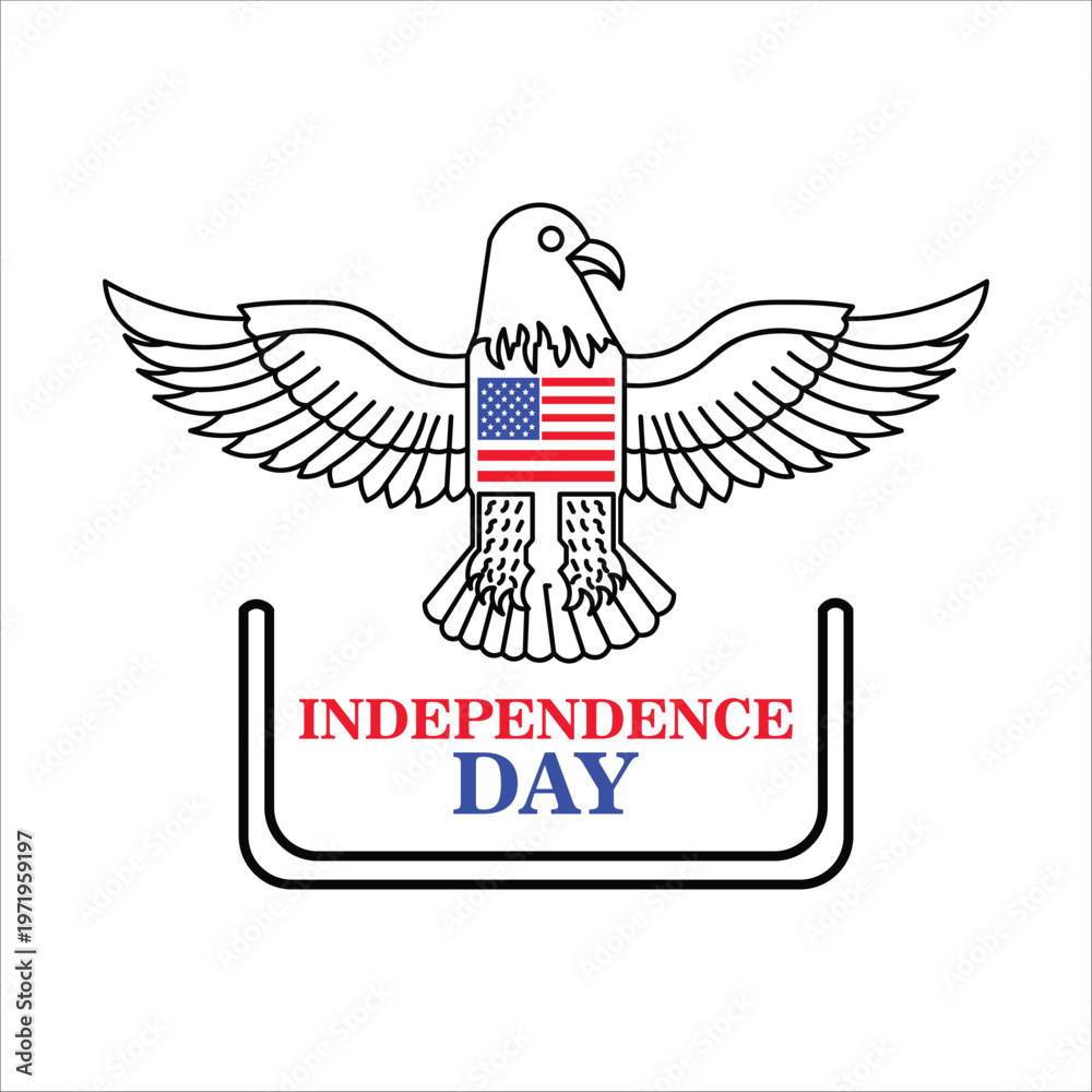 Fototapeta premium eagle and US flag, July 4th US Independence Day