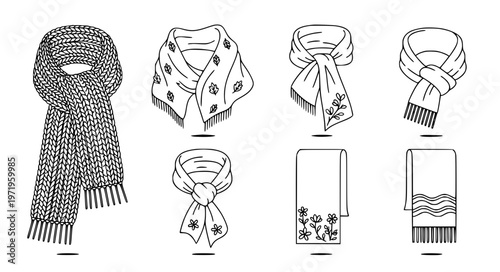 Seasonal Scarf Collection Vector with Winter Autumn Spring Styles