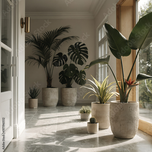 Sunlit Minimalist Interior with Indoor Plants | Modern Botanical Home Design