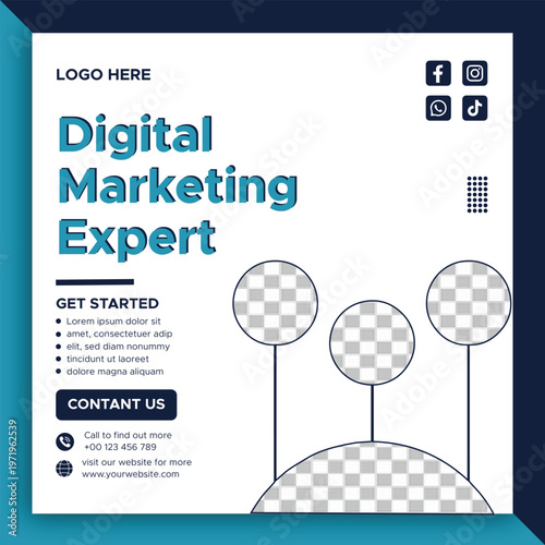 Modern Digital Marketing Agency Social Media Post Design | Creative Business Promotion Banner